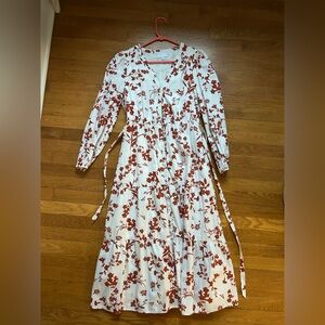 Baltic Born Tiered Midi Shirtdress Rust Floral Medium